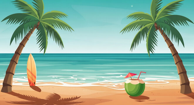 青い海とヤシの木とココナッツ