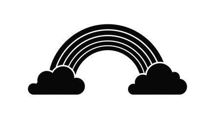 Fototapeta premium Black rainbow and fluffy clouds forming a striking image silhouette