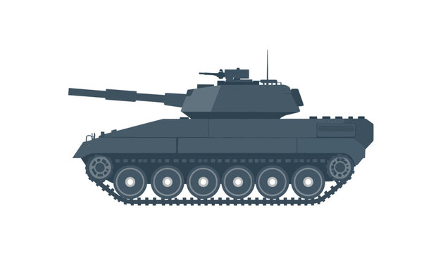 Military combat vehicle illustration side view on white background