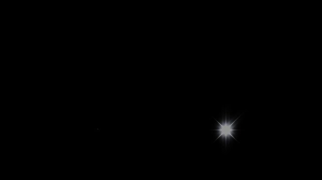 Sparkling stars twinkle lights glowing burst starlight and blinking sparkle flat vector doodle retro sparkle particle movement motion graphics on a black background. 4K