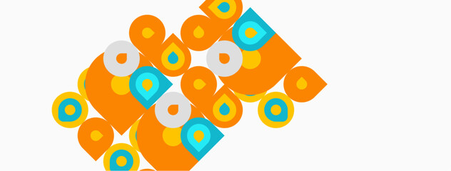 Obraz premium Abstract geometric shapes, orange squares circles. Overlapping forms create dynamic composition, simple design, bright colors.