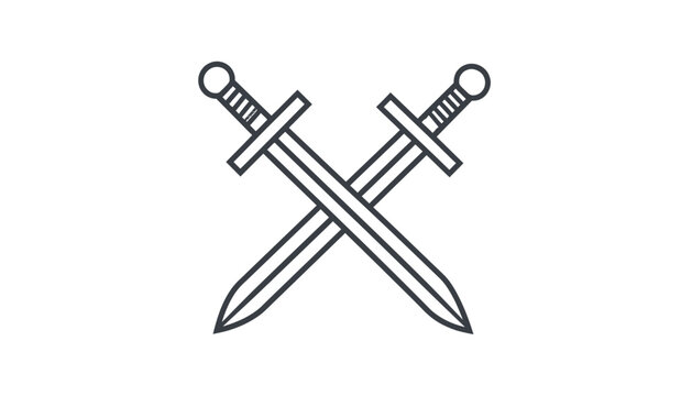 Two crossed swords icon representing combat, battle, or historical conflict, a symbol of medieval warfare and chivalry