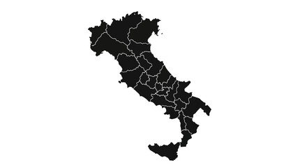 Obraz premium Map of Italy with administrative divisions, black silhouette on white background