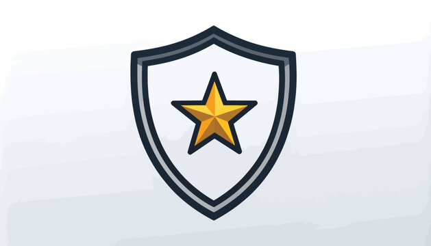 Distinguished graphic icon symbolizing premium security, quality, and stellar achievement, featuring a prominent golden star within a strong protective shield design