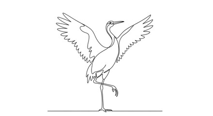 Obraz premium Crane dancing gracefully on one leg with outstretched wings 