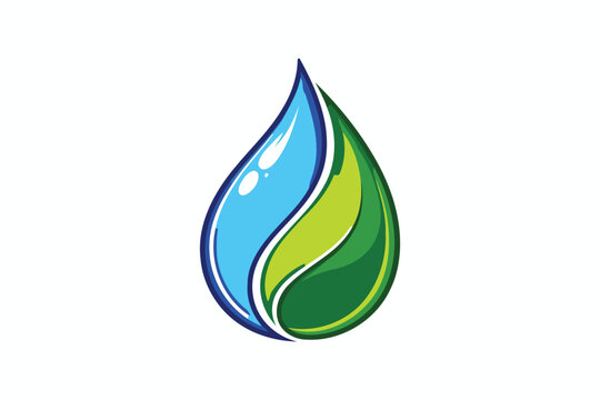 A stylized water drop and leaf combination logo design representing clean nature and sustainability Vector