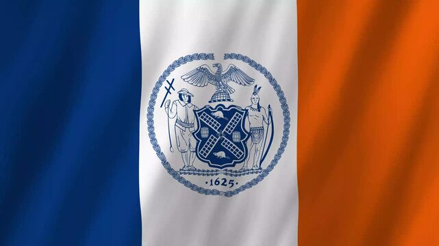 New York City Flag Waving 4K Realistic NYC Big Apple National Symbol Motion Graphic