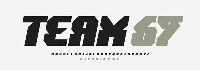 Geometric Cropped Font Sharp Logo Alphabet, Heavy Slanted Letter Set Modern Typography. Creative Typographic Design for Sport Title Text, GYM Poster Headline and Logotype, Bold Fonts. Vector Typeface © artyway