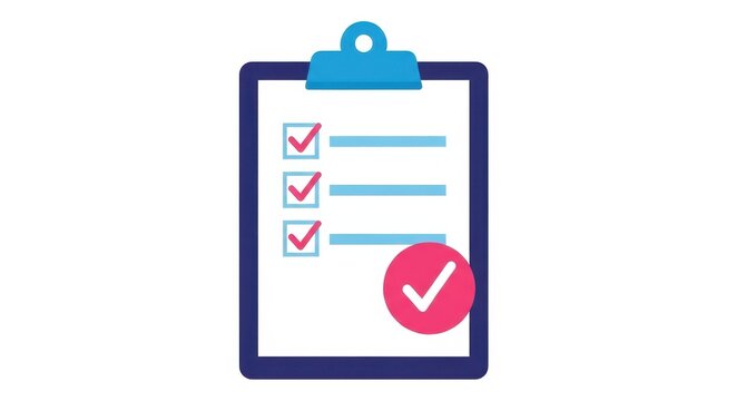 Checklist clipboard icon with red checked boxes