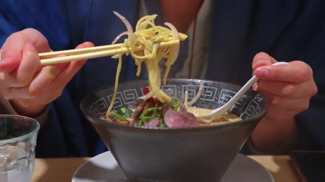 Gourmet Japanese Ramen Noodles with Wagyu Beef