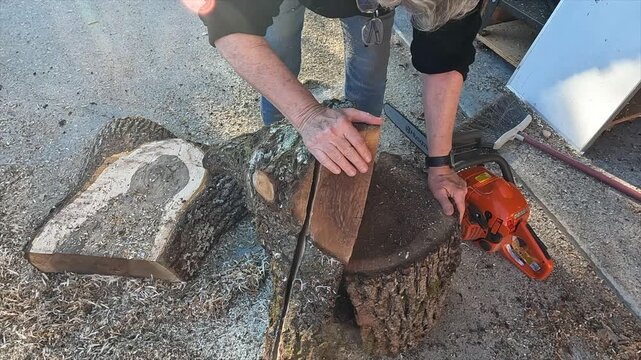 Chainsaw equipment work wood tool to cut tree into lumber 17