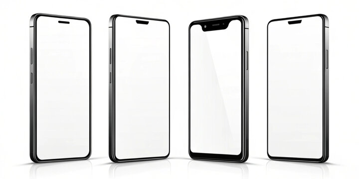 Smartphone mockup from different angles, mobile phone layout template set
