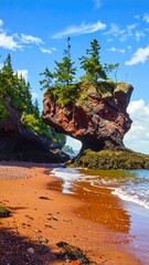 Fototapeta premium A scenic beach with a unique rock formation