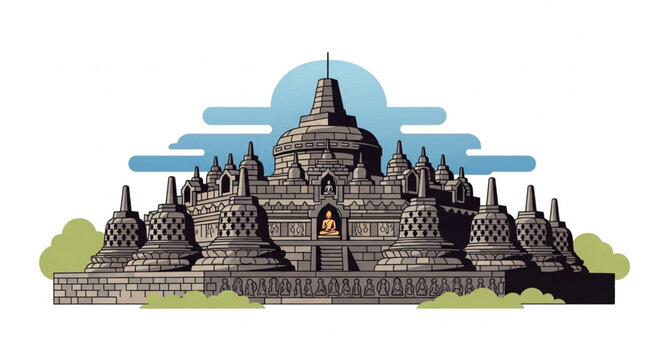 Borobudur Temple - A Majestic Buddhist Monument in Indonesia.
