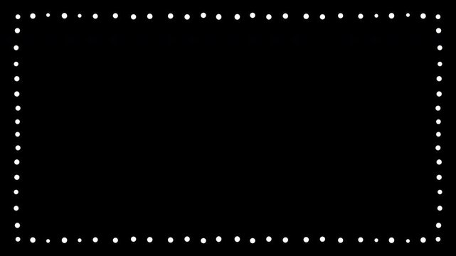 Dotted line rectangle frame animation on transparent background.  Border frame dotted line animation isolated 