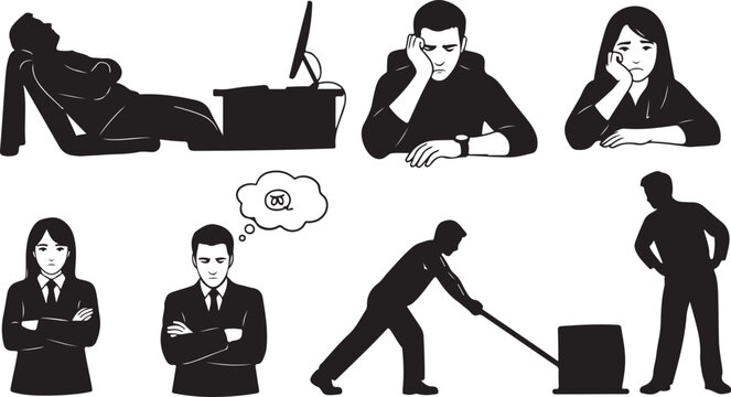 Business people experiencing stress and frustration at work daily