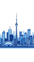 Fototapeta premium Toronto city skyline, blue urban landscape, Canada silhouette, cityscape illustration isolated on White Background