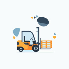Naklejka premium Warehouse Forklift Moving Pallet Flat Vector for Presentation, Website UI, and Infographic