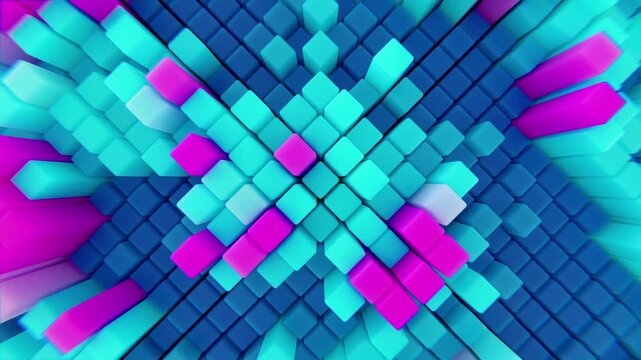 abstract geometric blue pattern background, 4k seamless loop, 3d render