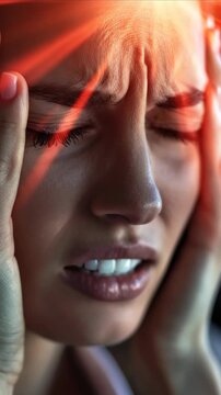 Intense neurological distress, a person suffering severe head pain, indicating potential ischemic, hemorrhagic stroke, or transient cerebral attack.