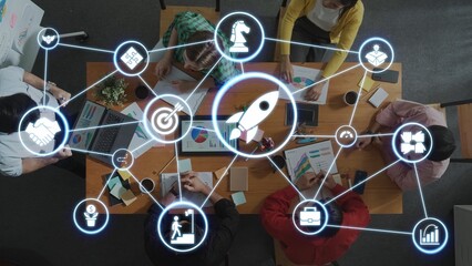 Startup launch and business growth concept, rocket symbolism, entrepreneurship, startup innovation,...