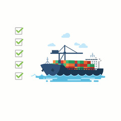 Obraz premium Cargo Ship Flat Vector for Presentation, Website UI, and Infographic