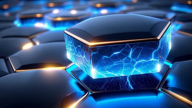 Futuristic glowing hexagonal structure