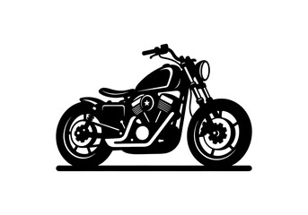 Fototapeta premium A minimalist black motorcycle silhouette on transparent background