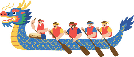 Traditional Dragon Boat Race Vector Illustration © Designina