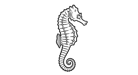 Detailed Line Art of a Graceful Seahorse with Curled Tail. © ganis