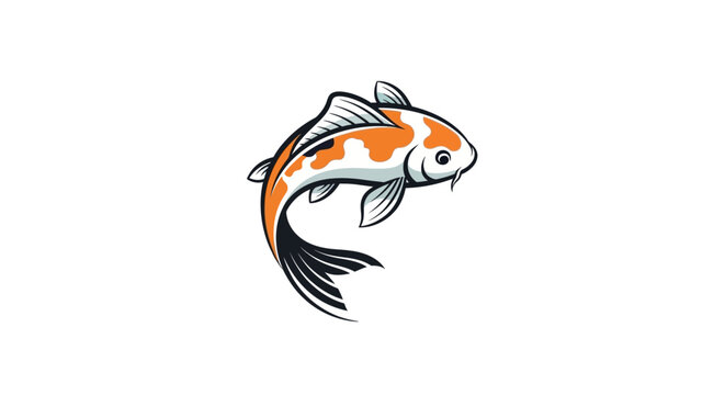 Vibrant Koi Fish Illustration Isolated on White Background