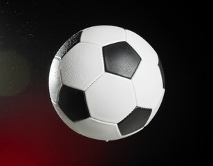 Naklejka premium Ball Drop Precision. Soccer/Football. Studio Action-Inspired Product Photography. Precision Sports Visual. A football captured milliseconds before touching the ground, set in a clean studio 
