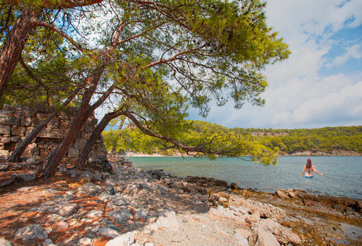 Natural beach from Phaselis antique City - Antalya, Turkey