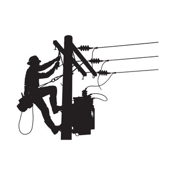 A lineman working on power lines