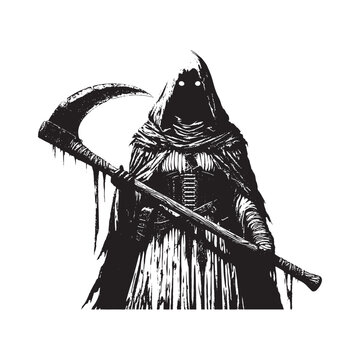 The grim reaper standing with a scythe