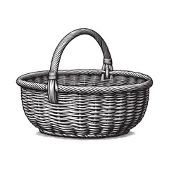 Obraz premium A black and white image of a wicker basket