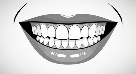 Naklejka premium Illustration of a Smiling Mouth with Perfect White Teeth.