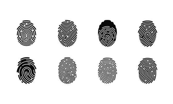 Collection of eight unique fingerprint patterns