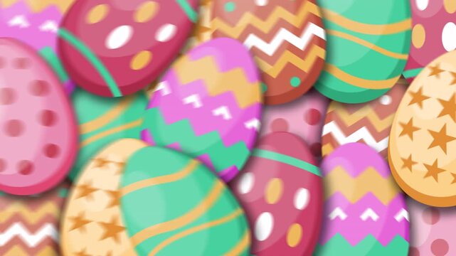 Colorful Easter Eggs Transition Animation on transparent background, alpha channel