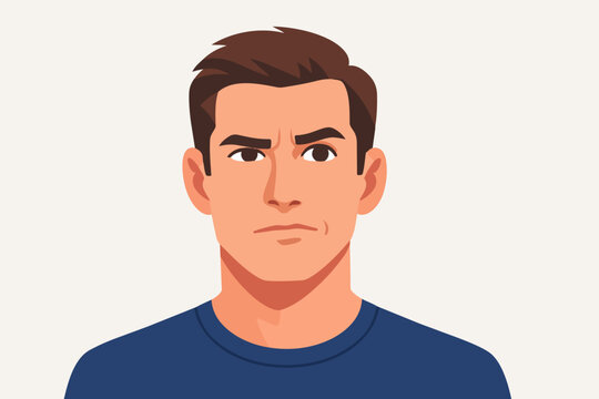 Young man having suspicious expression, feeling confused or uncertain about something, frowning with disbelief