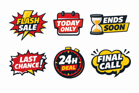 Flash sale, today only, ends soon, last chance, 24h deal, final call stickers