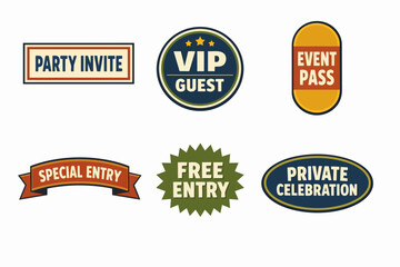 Obraz premium Event passes and party invites set with vip guest labels for celebrations