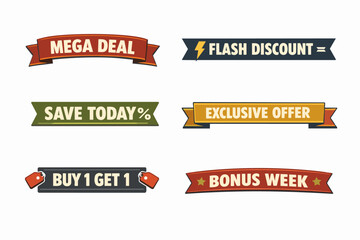 Fototapeta premium Ribbon banners offering sales, discounts, and exclusive marketing promotions