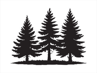 Obraz premium Fir trees silhouettes vector set, Pine Trees Silhouette Vector Illustration