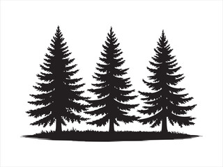 Fototapeta premium Fir trees silhouettes vector set, Pine Trees Silhouette Vector Illustration