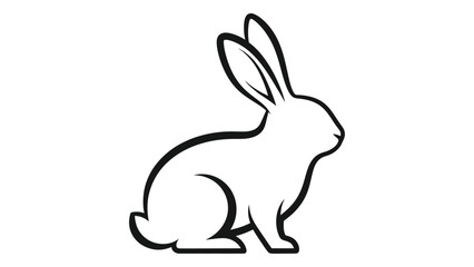 Fototapeta premium A simple black and white line drawing depicts a rabbit in a seated posture