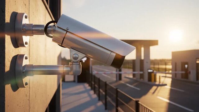Outdoor Security camera. CCTV, secure, monitoring concept. 3d rendering