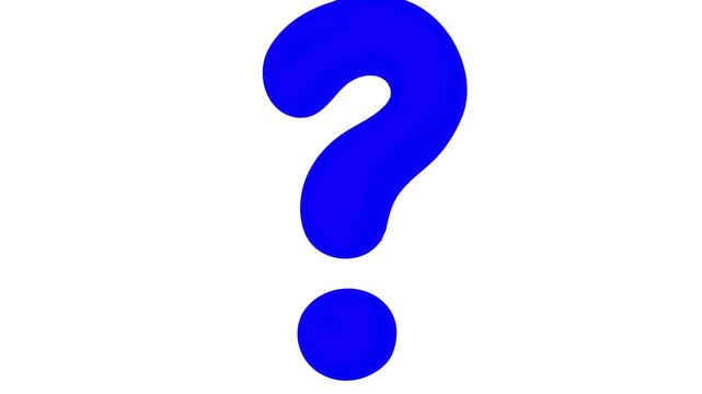 Question mark wipe transition bluebox. Black background animation figure. Motion design asking  element hole blue screen good for presentation cartoon film 4K video movie.