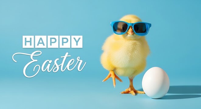 Happy easter chick wearing sunglasses