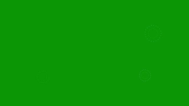 White line flat vector explosions motion effects featuring firework cartoon style circle burst animation and glowing geometric spark trails on green screen background for video production.